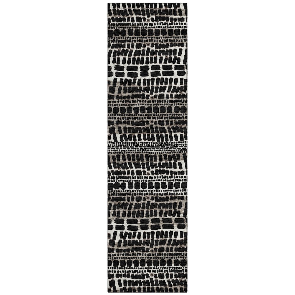 Machine Washable Indoor/Outdoor Chantille ACN2540 Black 2'3" x 7'6" Runner Rug. Picture 1