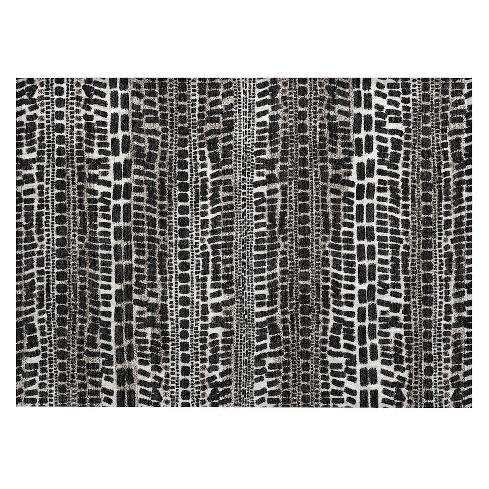 Machine Washable Indoor/Outdoor Chantille ACN2540 Black 1'8" x 2'6" Rug. Picture 1