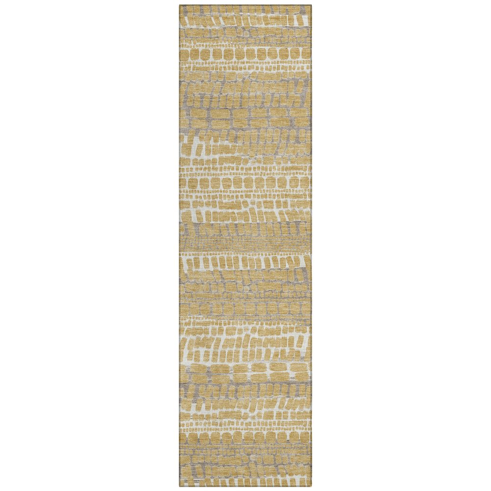 Machine Washable Indoor/Outdoor Chantille ACN2540 Gold 2'3" x 7'6" Runner Rug. Picture 1
