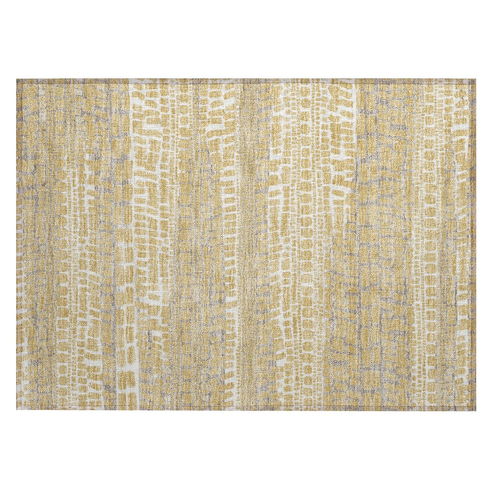 Machine Washable Indoor/Outdoor Chantille ACN2540 Gold 1'8" x 2'6" Rug. Picture 1