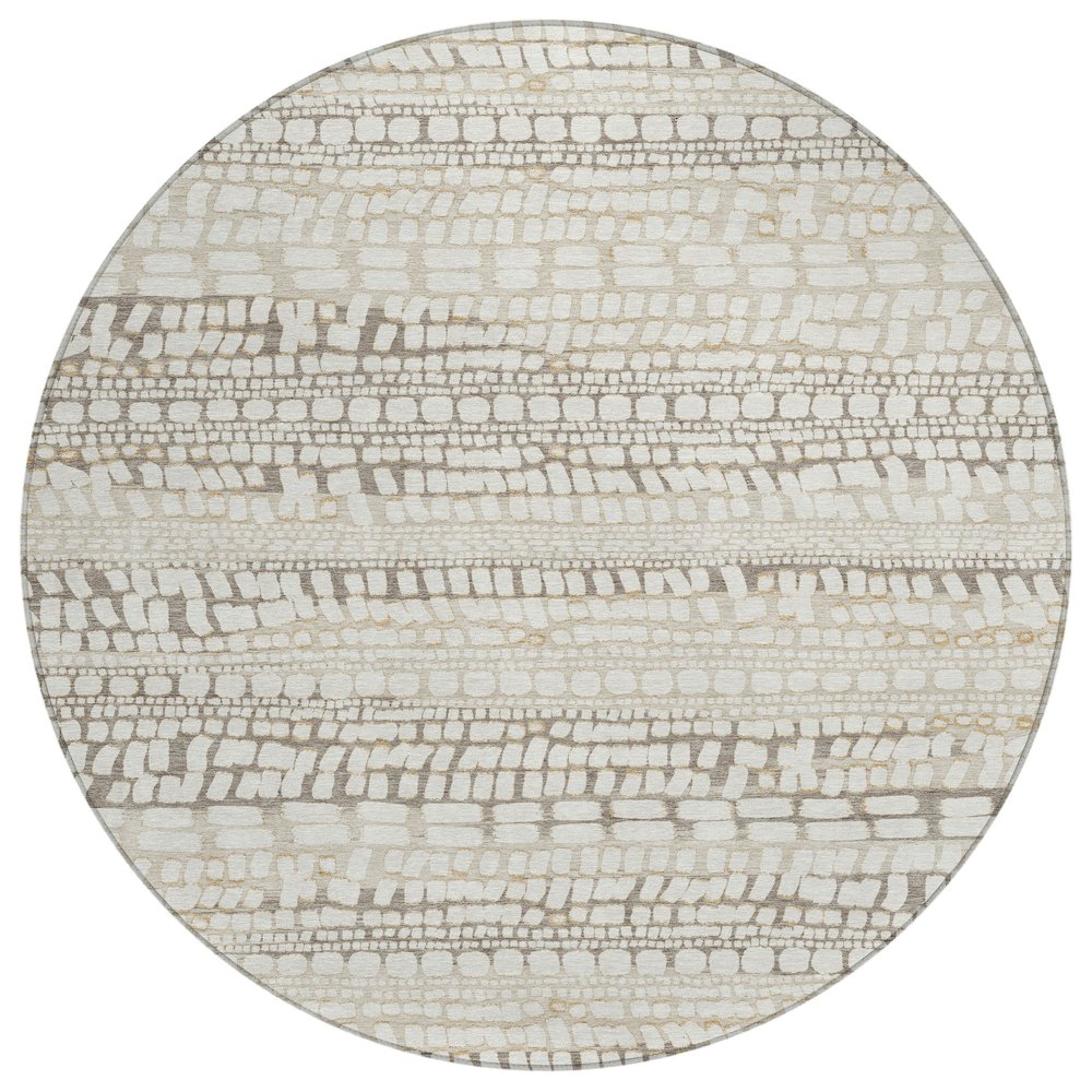 Machine Washable Indoor/Outdoor Chantille ACN2540 Ivory 8' x 8' Round Rug. Picture 1