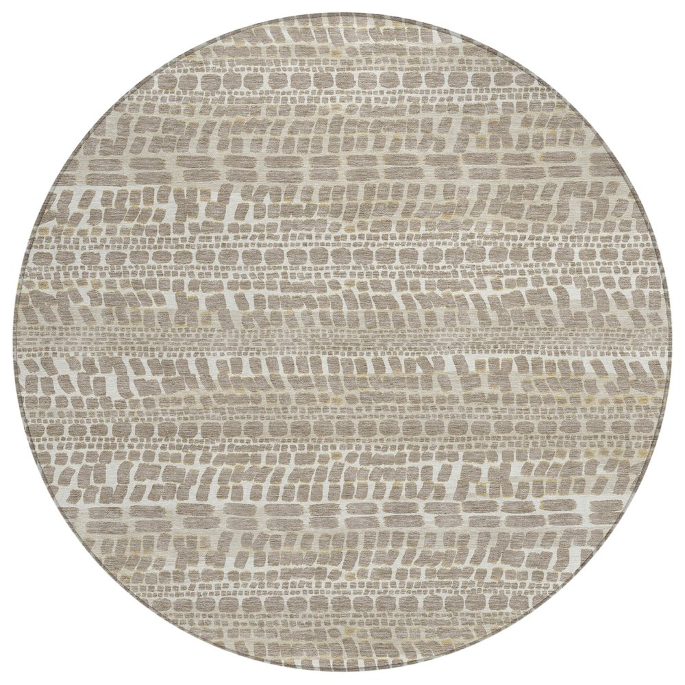 Machine Washable Indoor/Outdoor Chantille ACN2540 Brown 8' x 8' Round Rug. Picture 1
