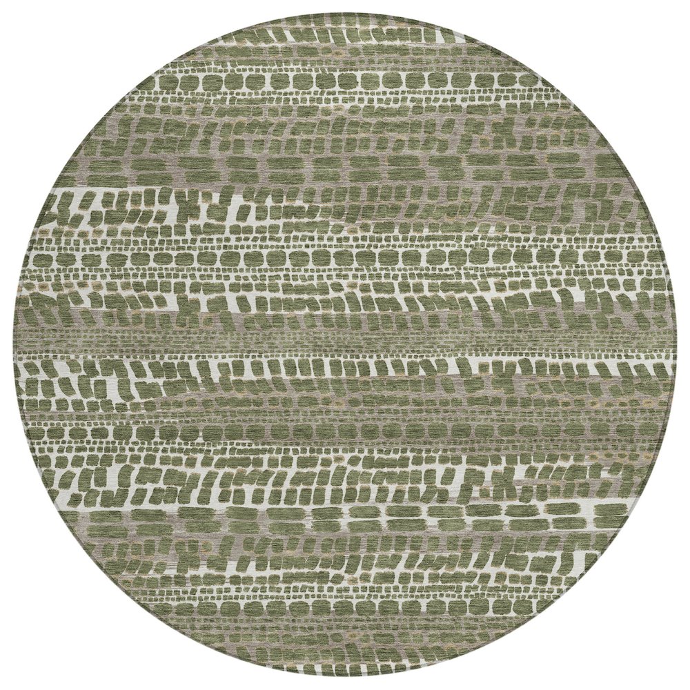 Machine Washable Indoor/Outdoor Chantille ACN2540 Green 8' x 8' Round Rug. Picture 1