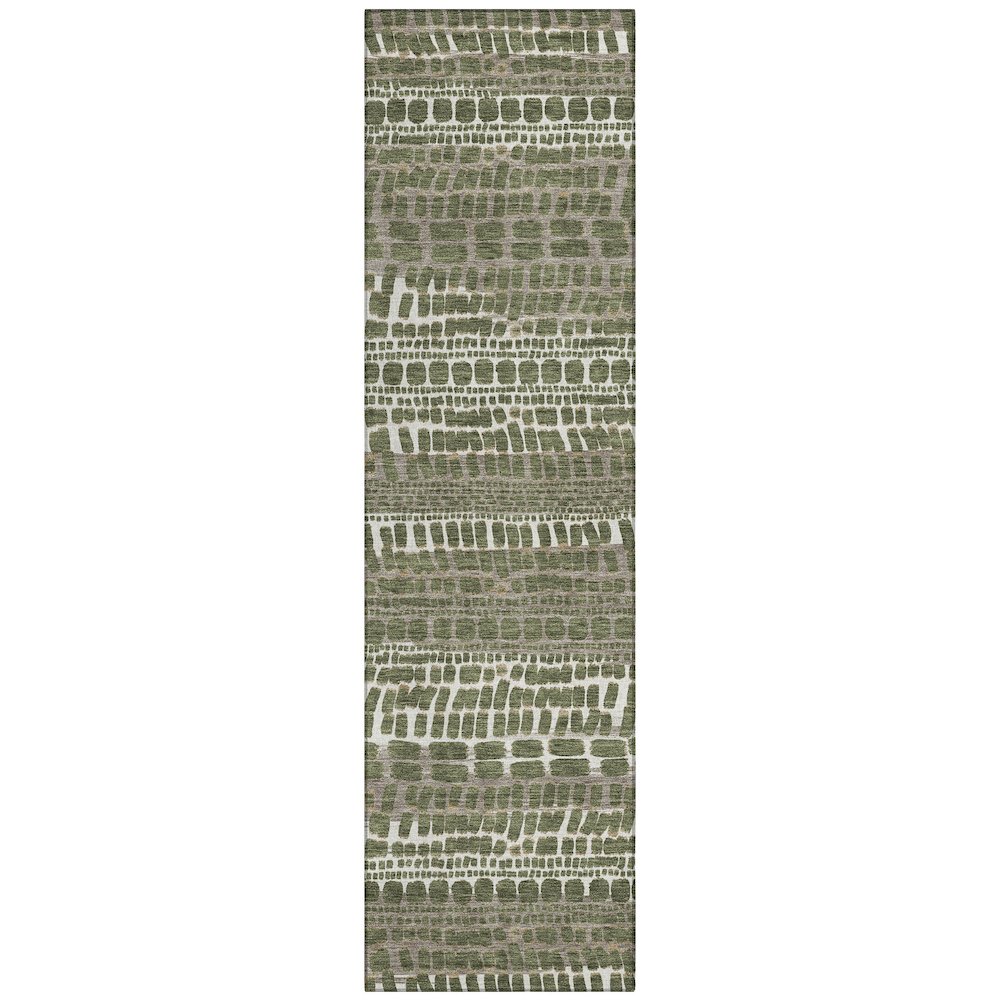 Machine Washable Indoor/Outdoor Chantille ACN2540 Green 2'3" x 7'6" Runner Rug. Picture 1