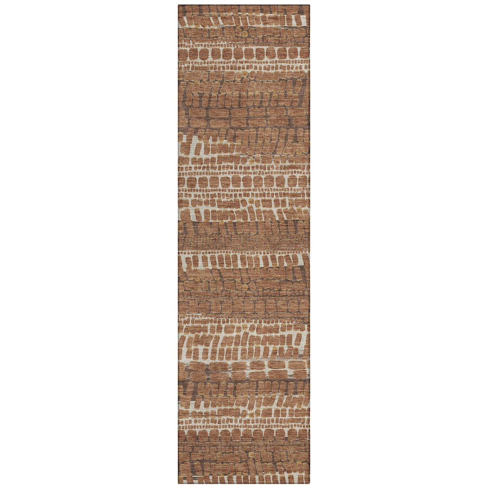 Machine Washable Indoor/Outdoor Chantille ACN2540 Orange 2'3" x 7'6" Runner Rug. Picture 1