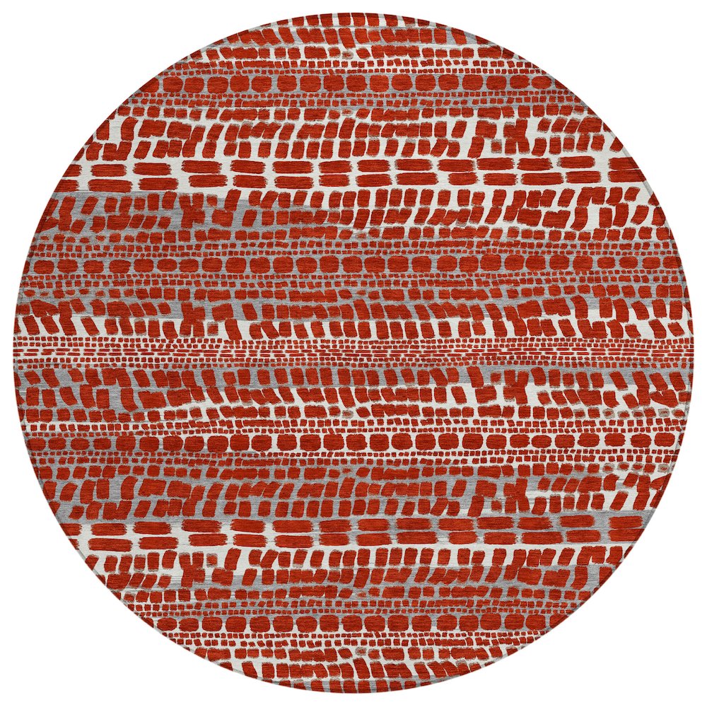 Machine Washable Indoor/Outdoor Chantille ACN2540 Red 8' x 8' Round Rug. Picture 1