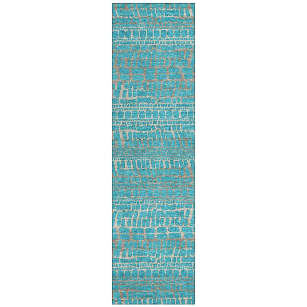 Machine Washable Indoor/Outdoor Chantille ACN2540 Teal 2'3" x 7'6" Runner Rug. Picture 1