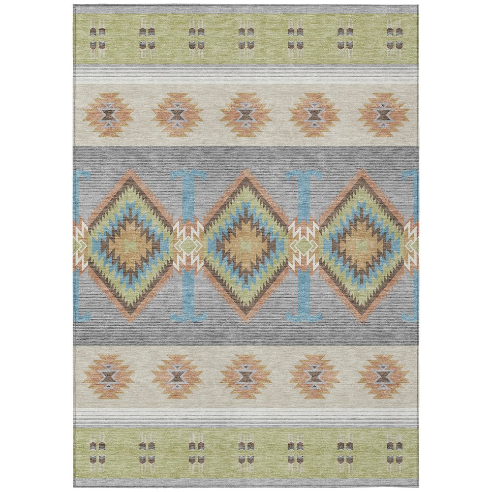 Machine Washable Indoor/Outdoor Chantille ACN2541 Green 2'6" x 3'10" Rug. Picture 1