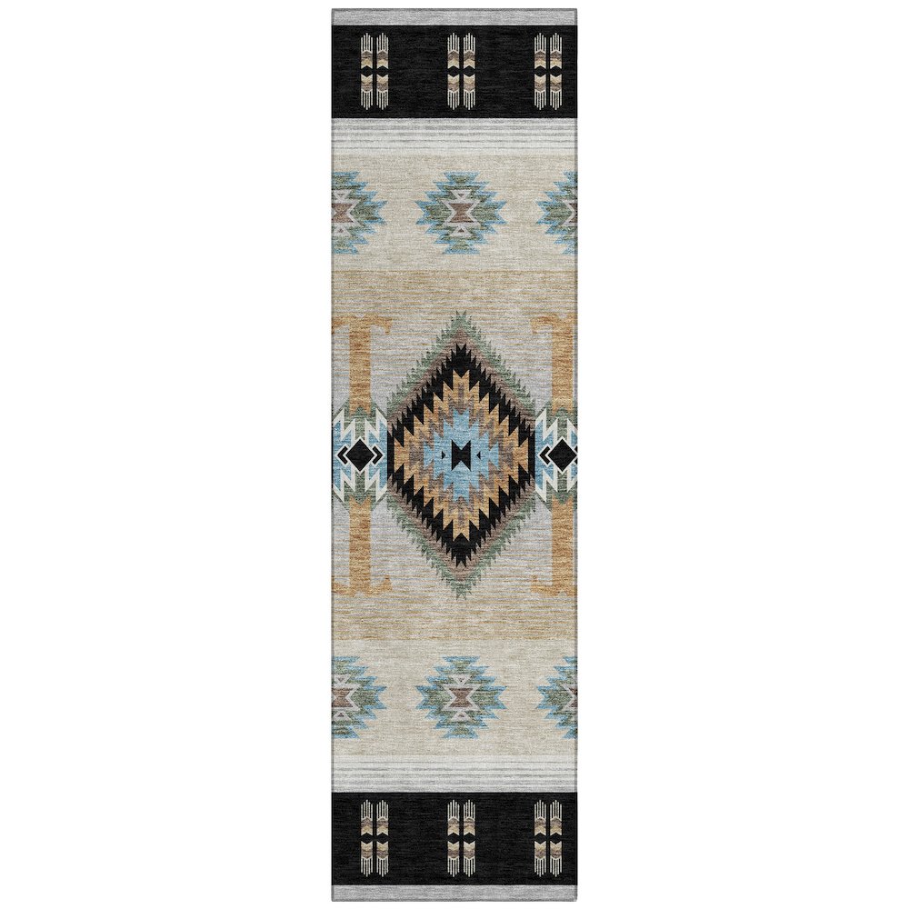 Machine Washable Indoor/Outdoor Chantille ACN2541 Black 2'3" x 7'6" Runner Rug. Picture 1
