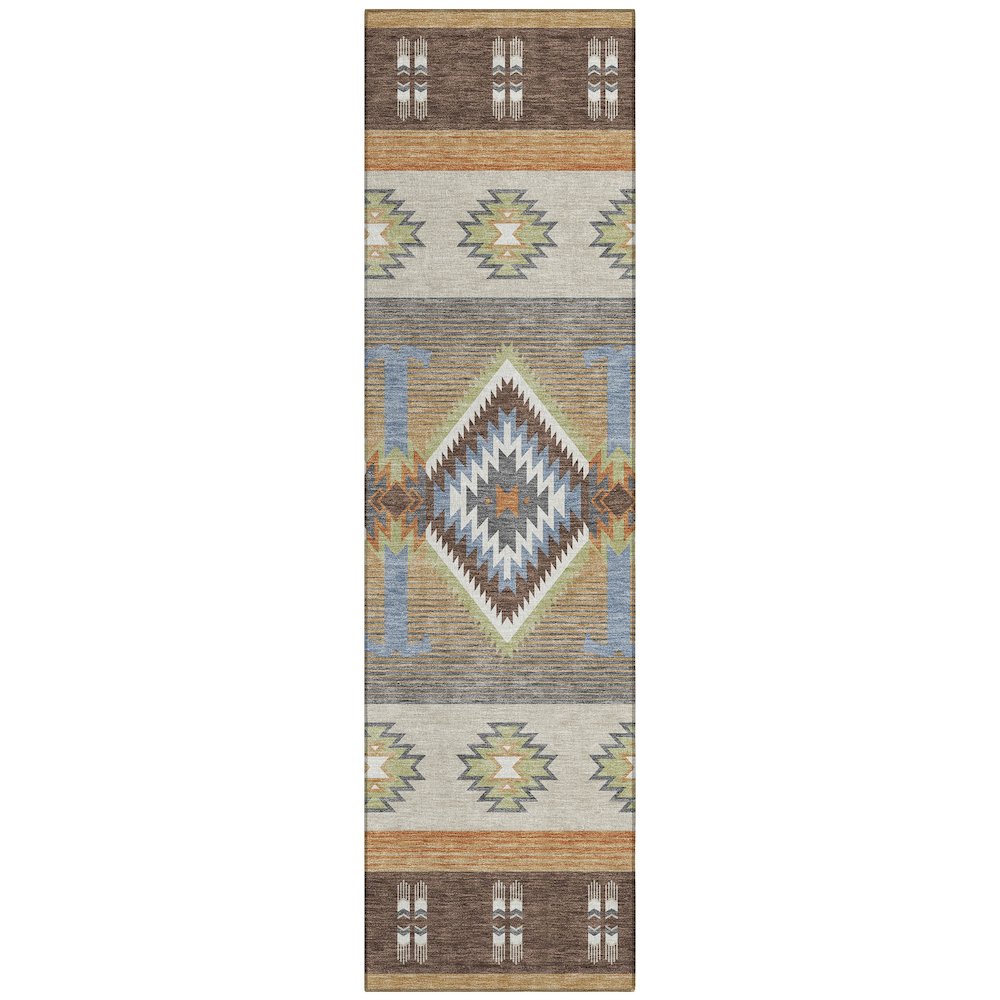 Machine Washable Indoor/Outdoor Chantille ACN2541 Brown 2'3" x 7'6" Runner Rug. Picture 1