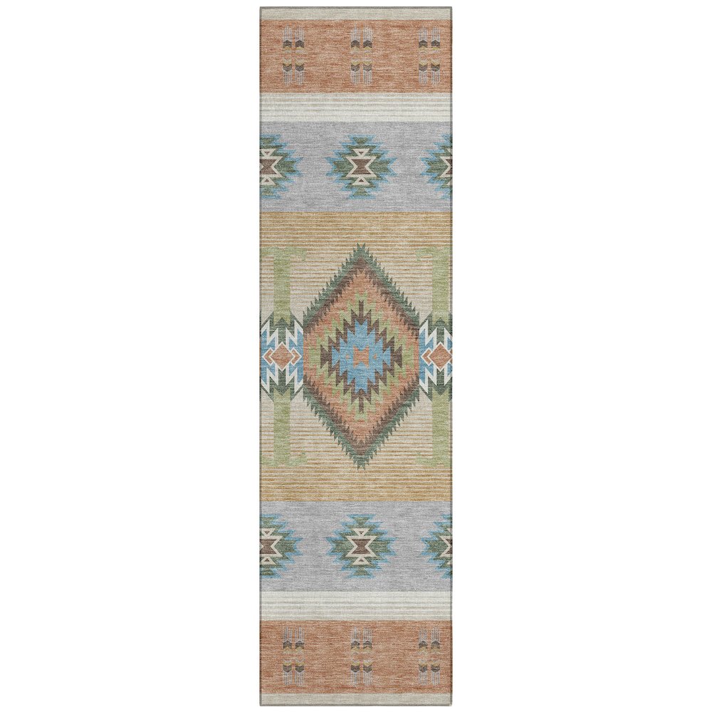 Machine Washable Indoor/Outdoor Chantille ACN2541 Orange 2'3" x 7'6" Runner Rug. Picture 1