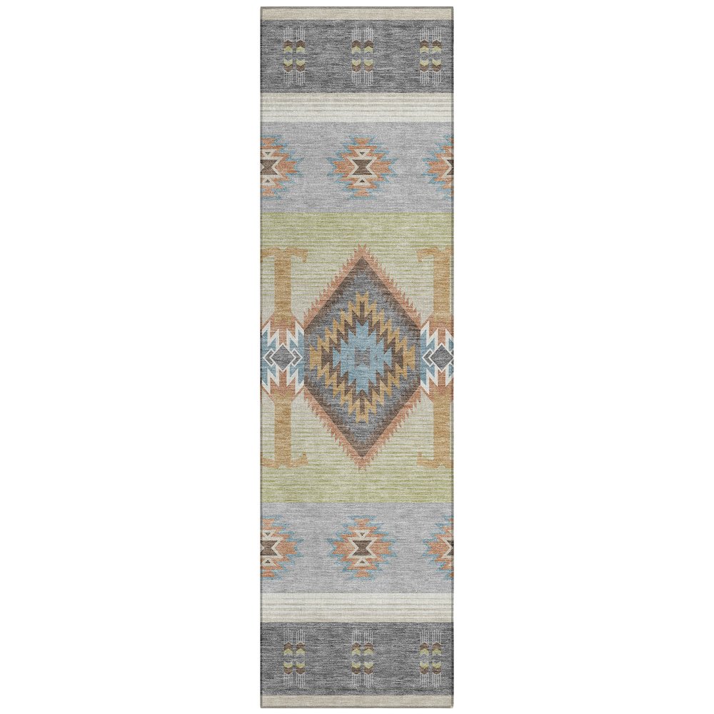 Machine Washable Indoor/Outdoor Chantille ACN2541 Gray 2'3" x 7'6" Runner Rug. Picture 1