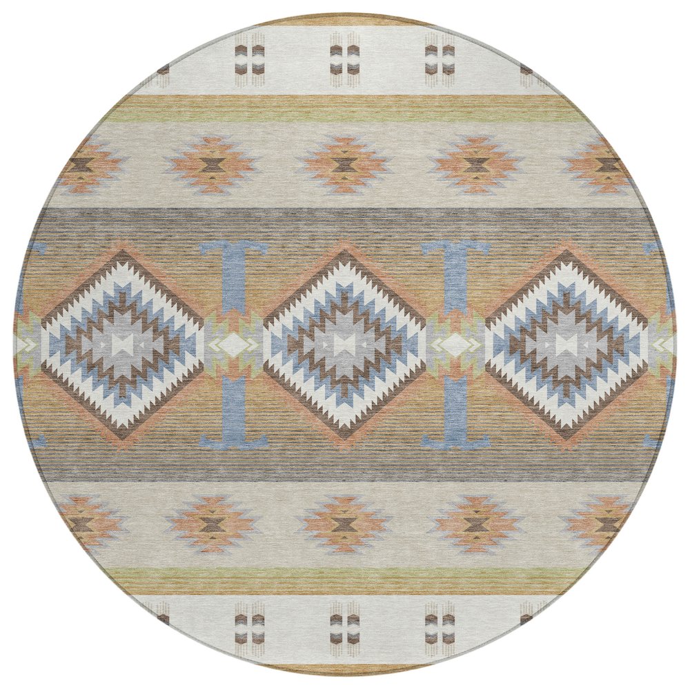 Machine Washable Indoor/Outdoor Chantille ACN2541 Ivory 8' x 8' Round Rug. Picture 1
