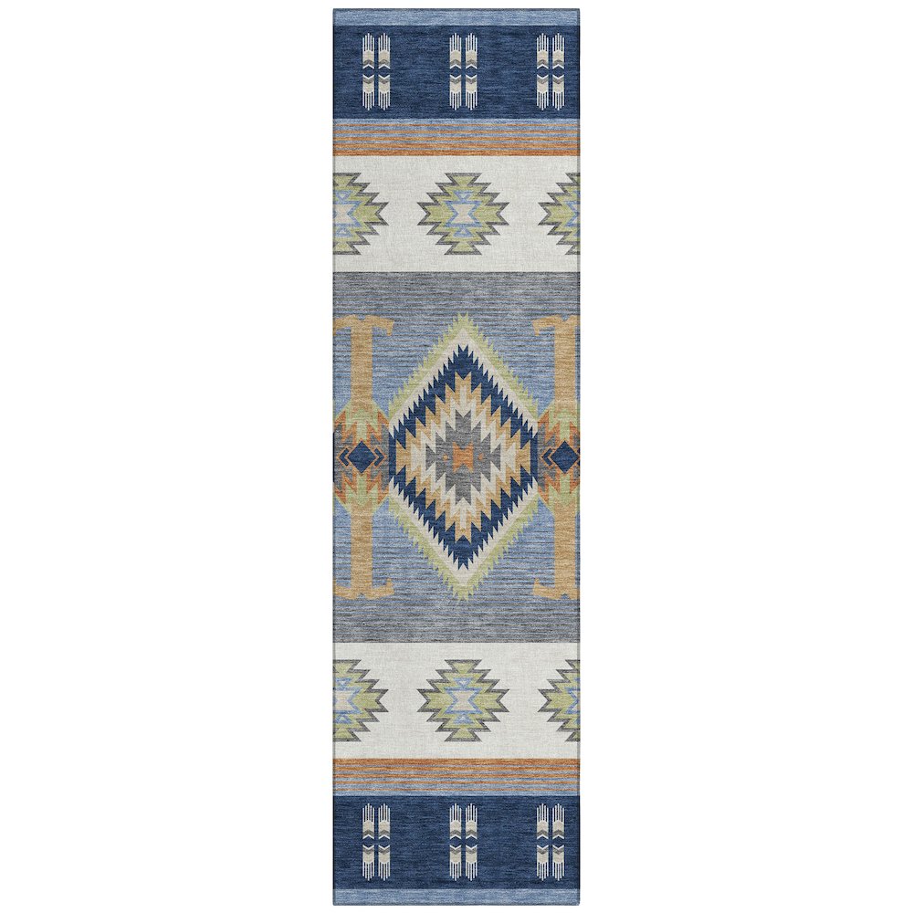 Machine Washable Indoor/Outdoor Chantille ACN2541 Blue 2'3" x 7'6" Runner Rug. Picture 1