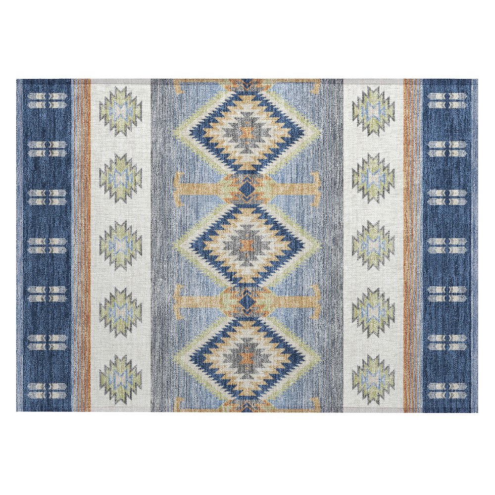 Machine Washable Indoor/Outdoor Chantille ACN2541 Blue 1'8" x 2'6" Rug. Picture 1