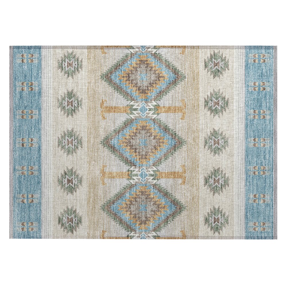 Machine Washable Indoor/Outdoor Chantille ACN2541 Teal 1'8" x 2'6" Rug. Picture 1