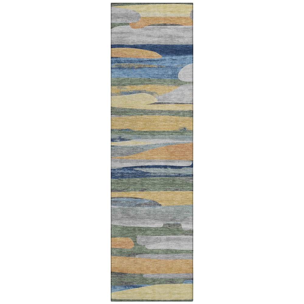 Machine Washable Indoor/Outdoor Chantille ACN2542 Green 2'3" x 7'6" Runner Rug. Picture 1