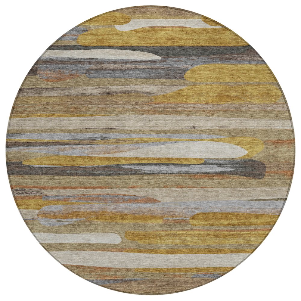 Machine Washable Indoor/Outdoor Chantille ACN2542 Brown 8' x 8' Round Rug. Picture 1