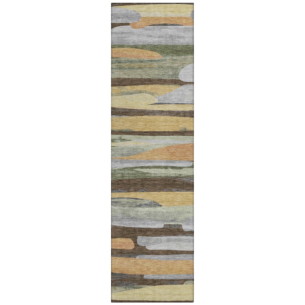 Machine Washable Indoor/Outdoor Chantille ACN2542 Brown 2'3" x 7'6" Runner Rug. Picture 1