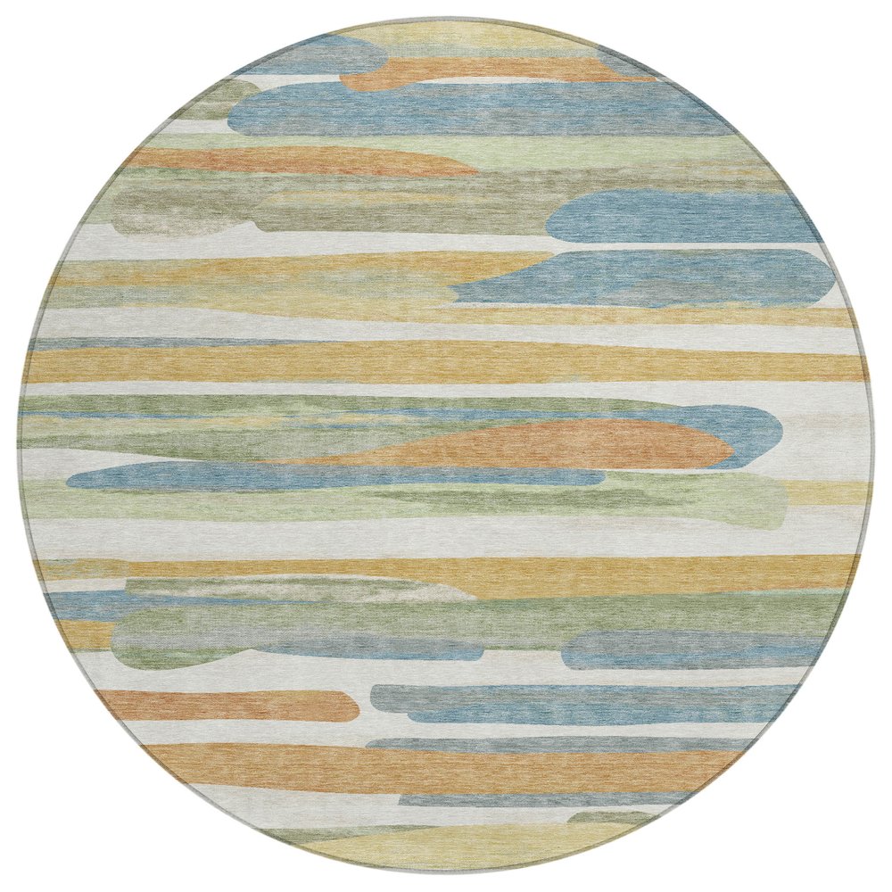 Machine Washable Indoor/Outdoor Chantille ACN2542 Ivory 8' x 8' Round Rug. Picture 1
