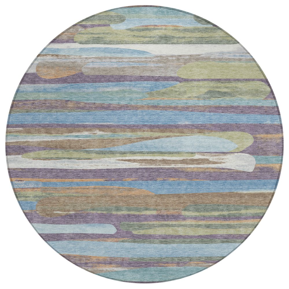 Machine Washable Indoor/Outdoor Chantille ACN2542 Purple 8' x 8' Round Rug. Picture 1