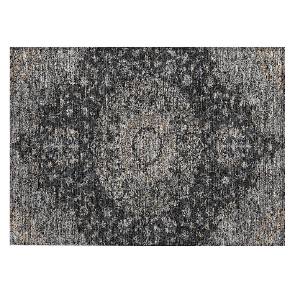 Machine Washable Indoor/Outdoor Chantille ACN2543 Black 1'8" x 2'6" Rug. Picture 1