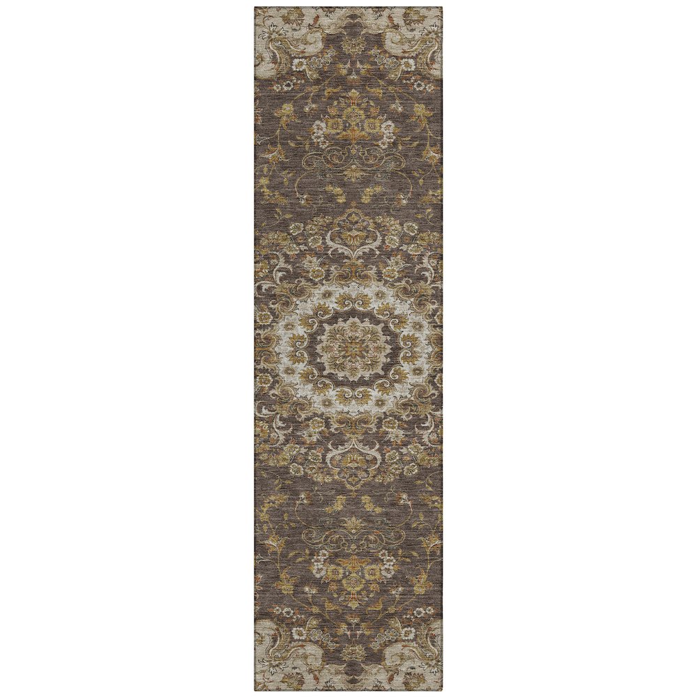 Machine Washable Indoor/Outdoor Chantille ACN2543 Brown 2'3" x 7'6" Runner Rug. Picture 1
