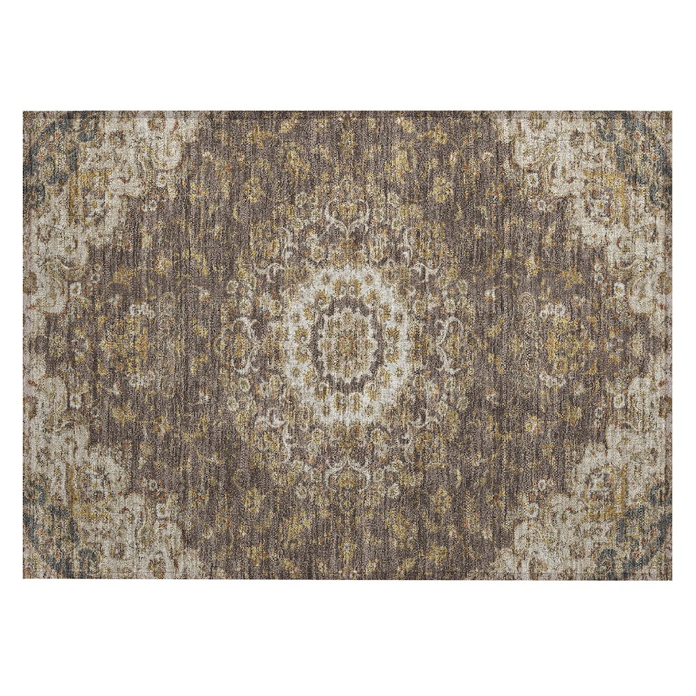 Machine Washable Indoor/Outdoor Chantille ACN2543 Brown 1'8" x 2'6" Rug. Picture 1