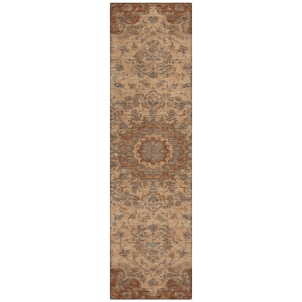 Machine Washable Indoor/Outdoor Chantille ACN2543 Orange 2'3" x 7'6" Runner Rug. Picture 1