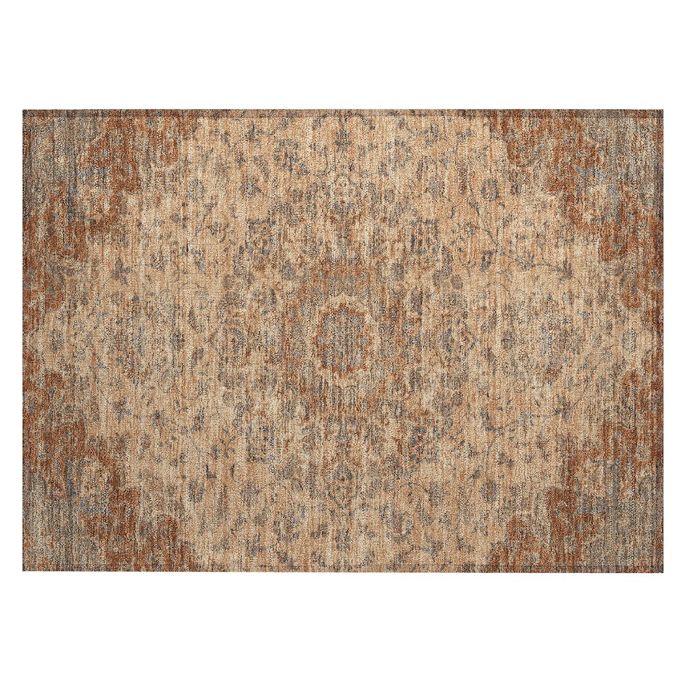 Machine Washable Indoor/Outdoor Chantille ACN2543 Orange 1'8" x 2'6" Rug. Picture 1