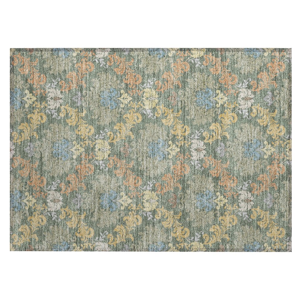 Machine Washable Indoor/Outdoor Chantille ACN2544 Green 1'8" x 2'6" Rug. Picture 1