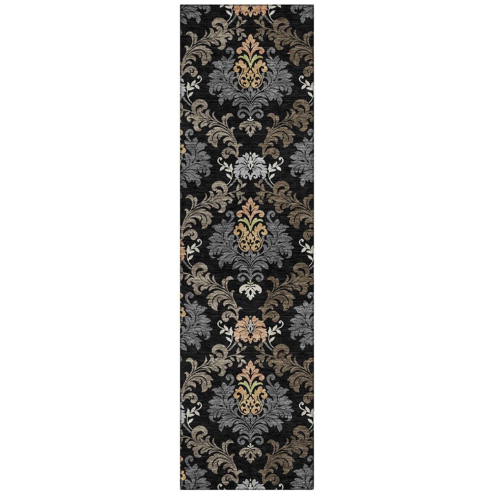 Machine Washable Indoor/Outdoor Chantille ACN2544 Black 2'3" x 7'6" Runner Rug. Picture 1