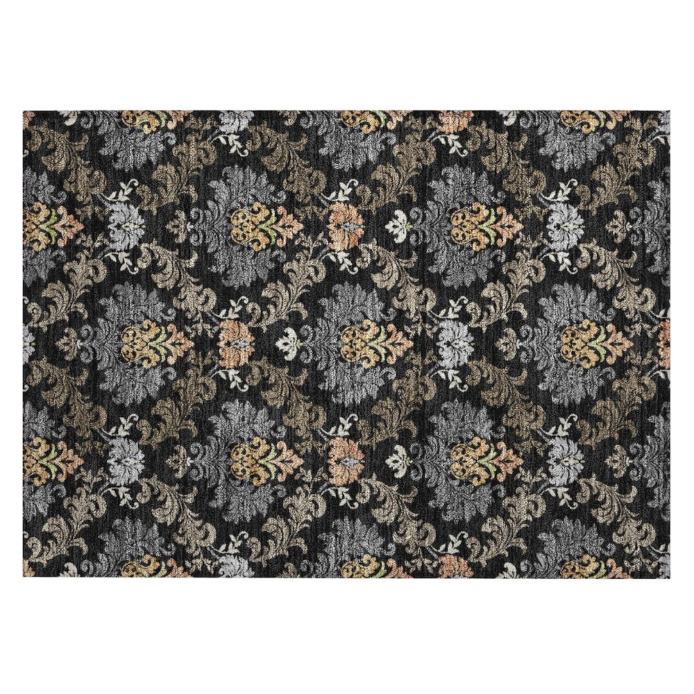 Machine Washable Indoor/Outdoor Chantille ACN2544 Black 1'8" x 2'6" Rug. Picture 1