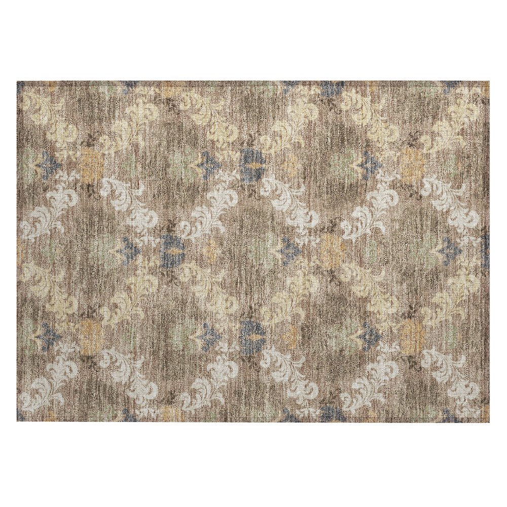 Machine Washable Indoor/Outdoor Chantille ACN2544 Brown 1'8" x 2'6" Rug. Picture 1