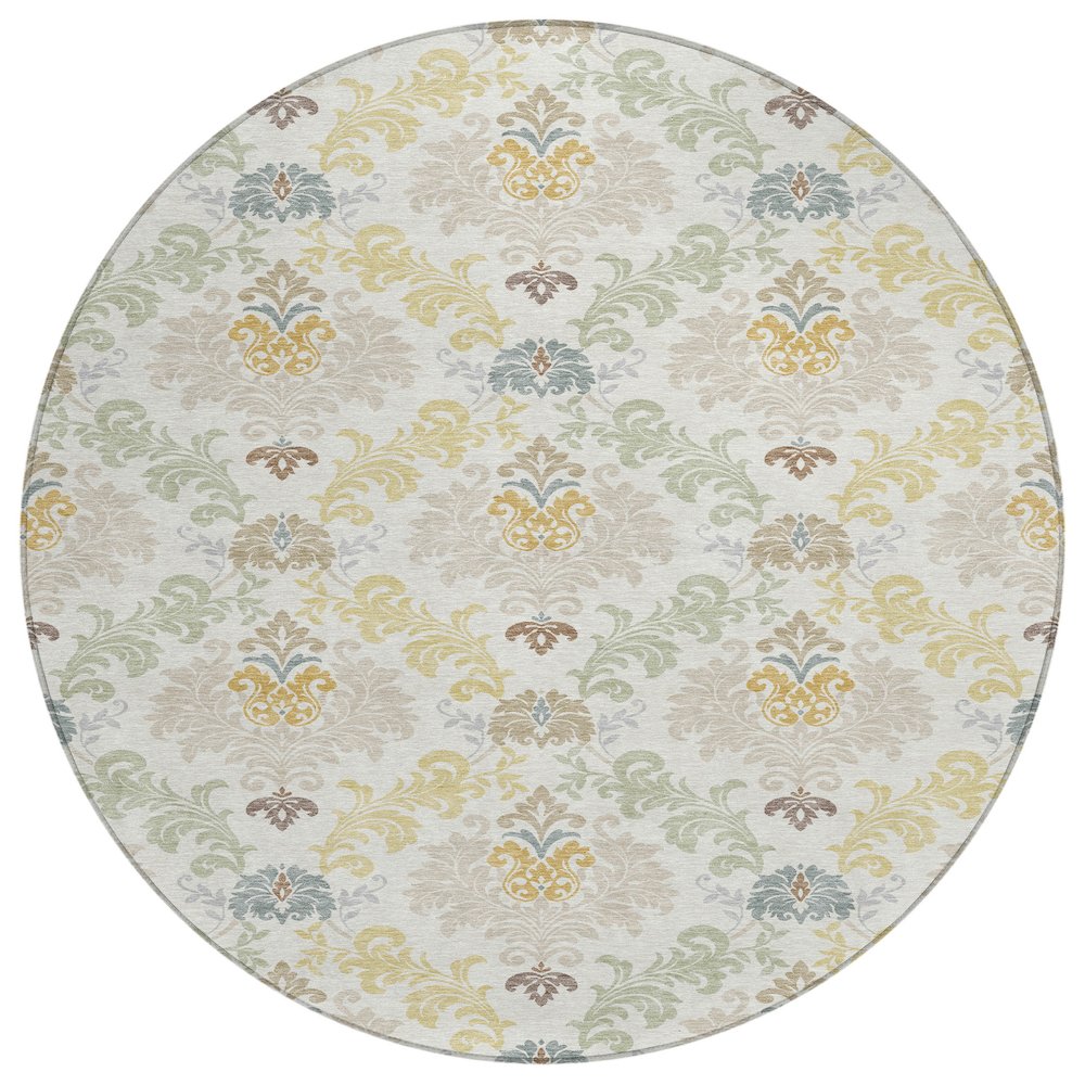 Machine Washable Indoor/Outdoor Chantille ACN2544 Ivory 8' x 8' Round Rug. Picture 1