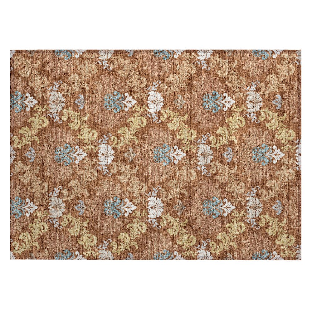 Machine Washable Indoor/Outdoor Chantille ACN2544 Orange 1'8" x 2'6" Rug. Picture 1