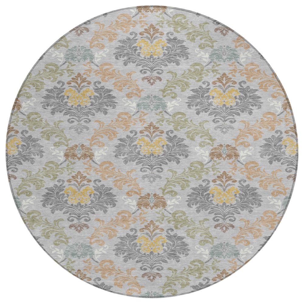 Machine Washable Indoor/Outdoor Chantille ACN2544 Gray 8' x 8' Round Rug. Picture 1