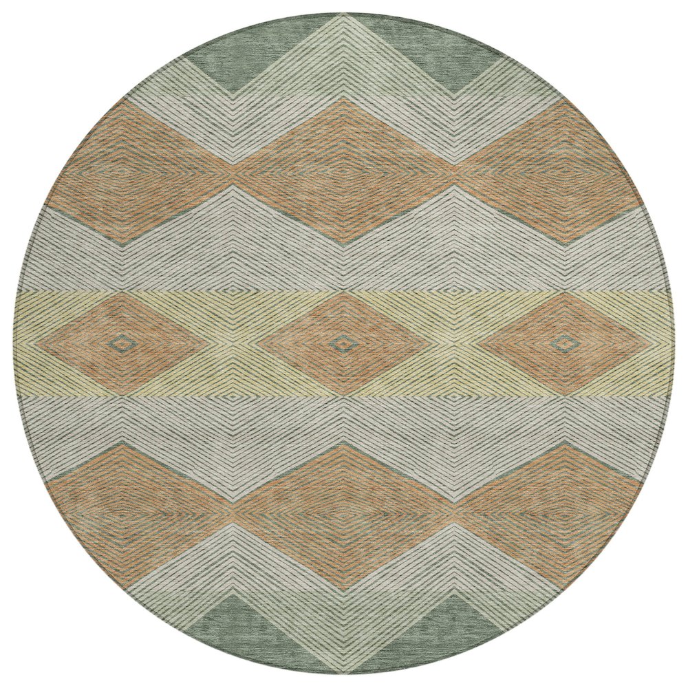 Machine Washable Indoor/Outdoor Chantille ACN2545 Green 8' x 8' Round Rug. Picture 1