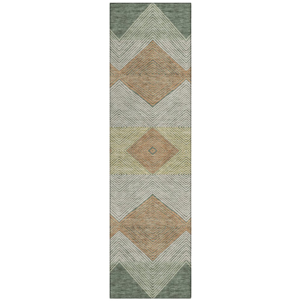 Machine Washable Indoor/Outdoor Chantille ACN2545 Green 2'3" x 7'6" Runner Rug. Picture 1