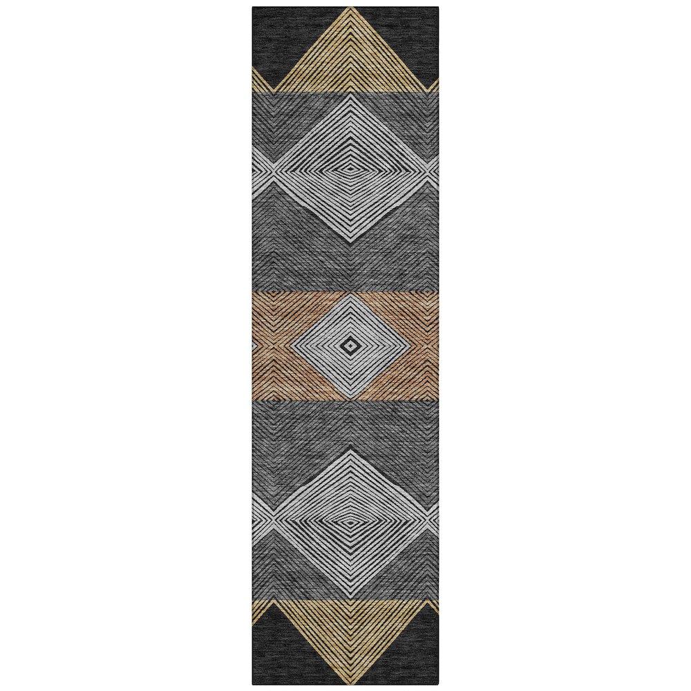 Machine Washable Indoor/Outdoor Chantille ACN2545 Black 2'3" x 7'6" Runner Rug. Picture 1