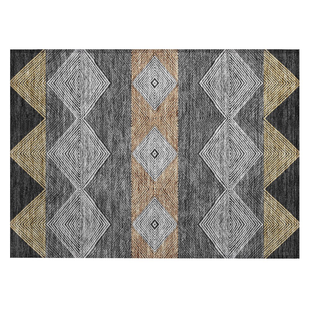 Machine Washable Indoor/Outdoor Chantille ACN2545 Black 1'8" x 2'6" Rug. Picture 1