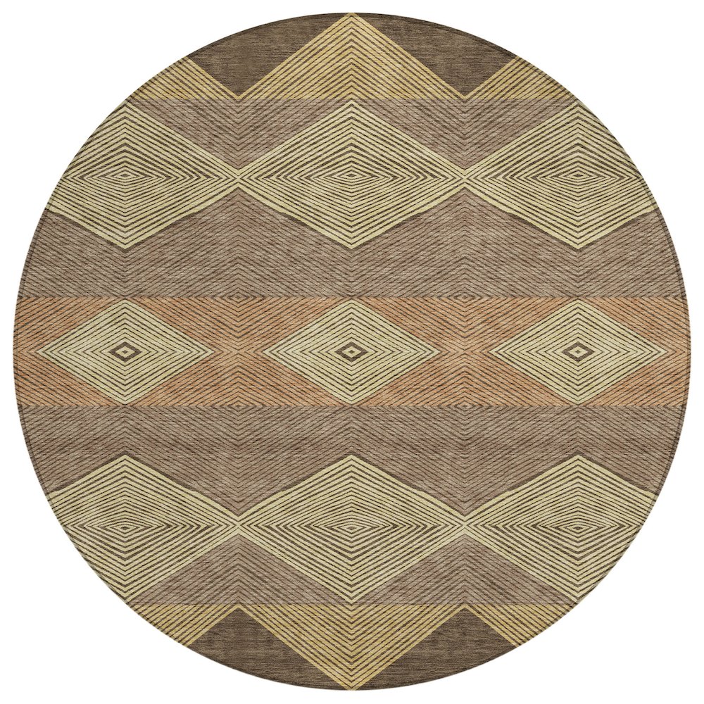 Machine Washable Indoor/Outdoor Chantille ACN2545 Brown 8' x 8' Round Rug. Picture 1