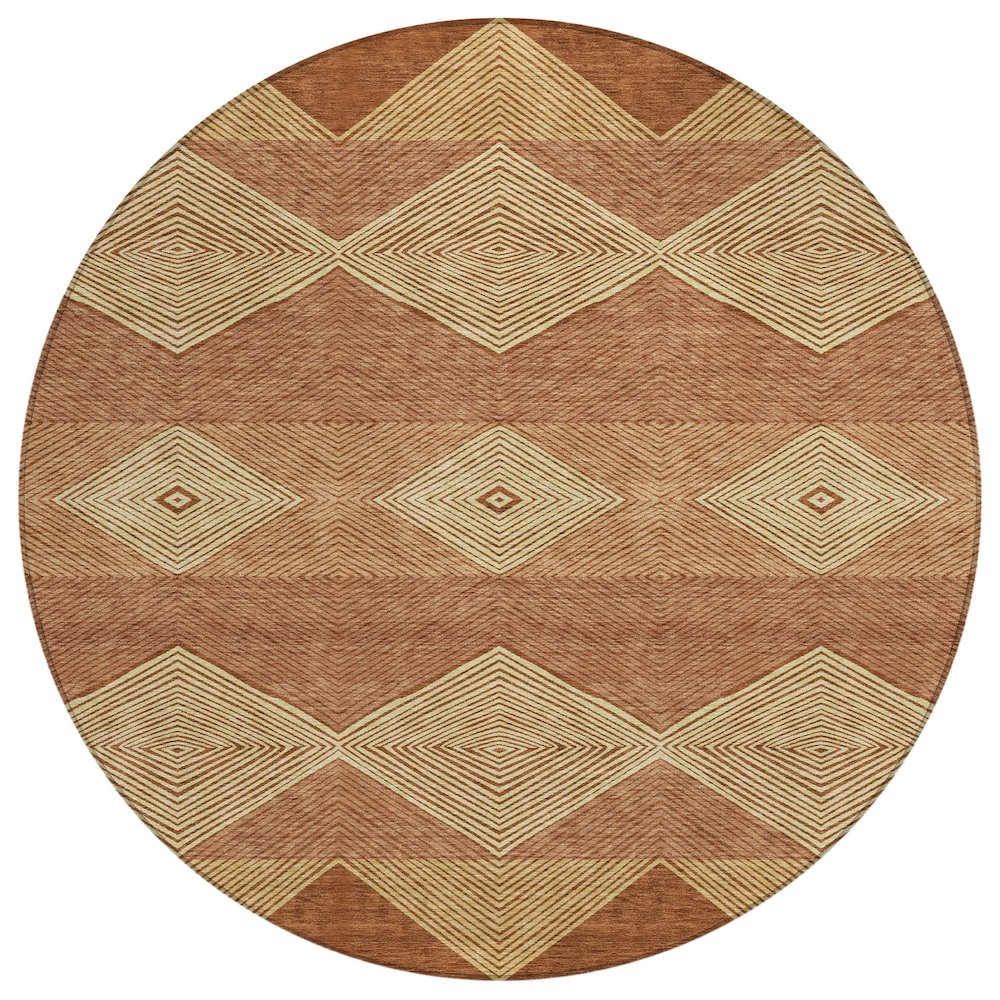 Machine Washable Indoor/Outdoor Chantille ACN2545 Orange 8' x 8' Round Rug. Picture 1