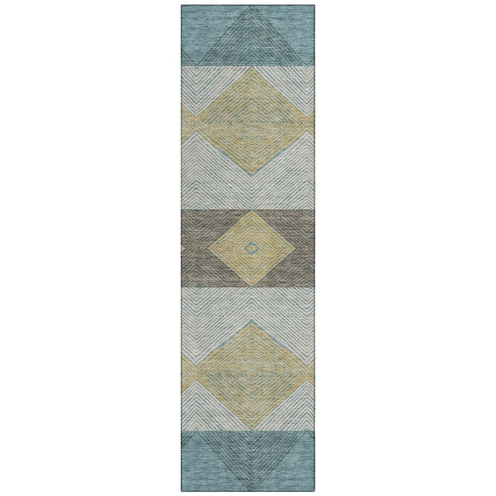 Machine Washable Indoor/Outdoor Chantille ACN2545 Teal 2'3" x 7'6" Runner Rug. Picture 1