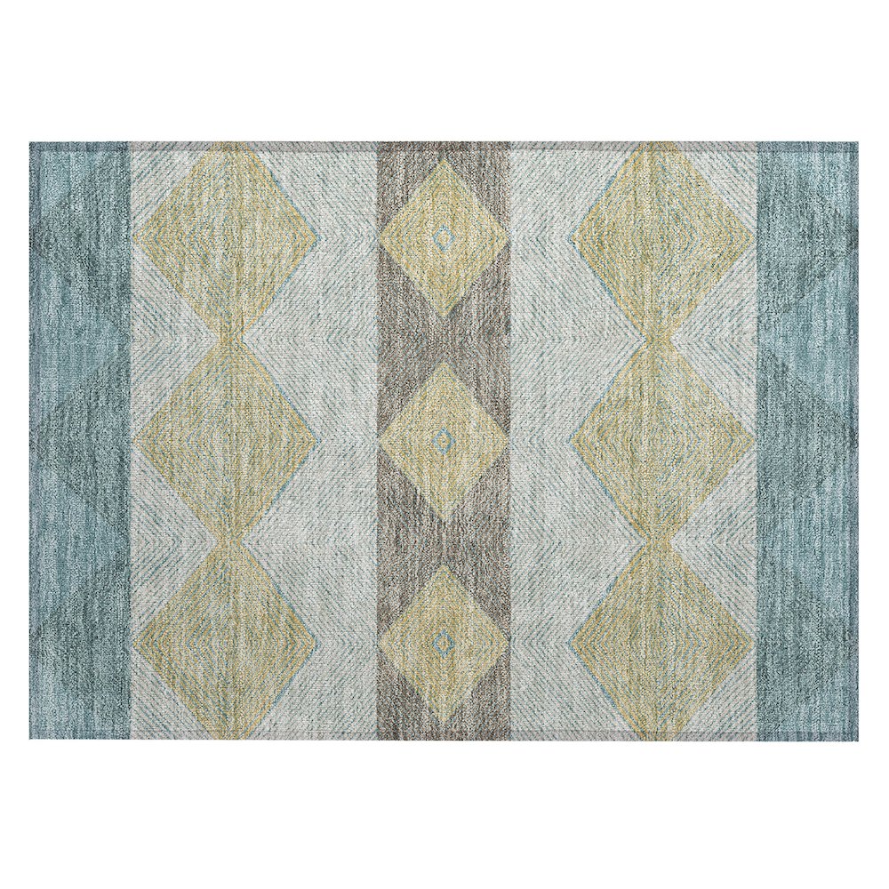 Machine Washable Indoor/Outdoor Chantille ACN2545 Teal 1'8" x 2'6" Rug. Picture 1