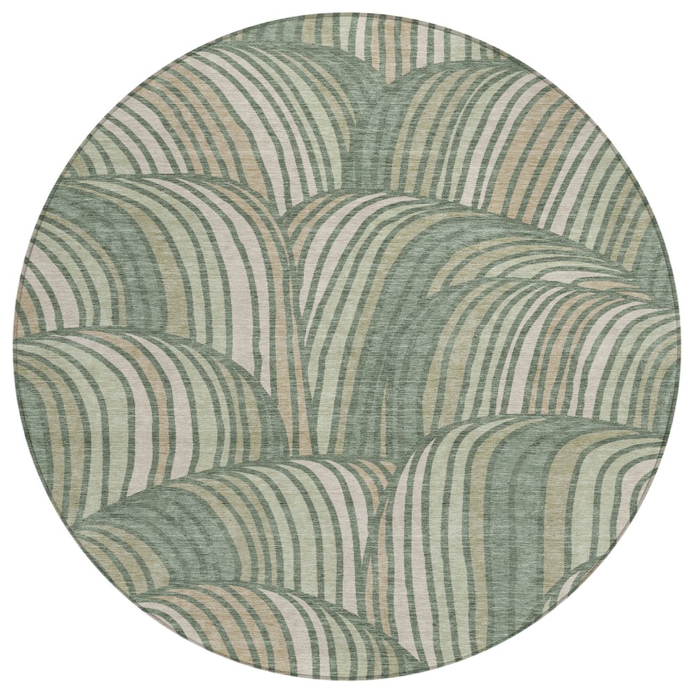 Machine Washable Indoor/Outdoor Chantille ACN2546 Green 8' x 8' Round Rug. Picture 1