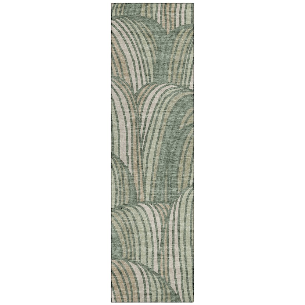 Machine Washable Indoor/Outdoor Chantille ACN2546 Green 2'3" x 7'6" Runner Rug. Picture 1