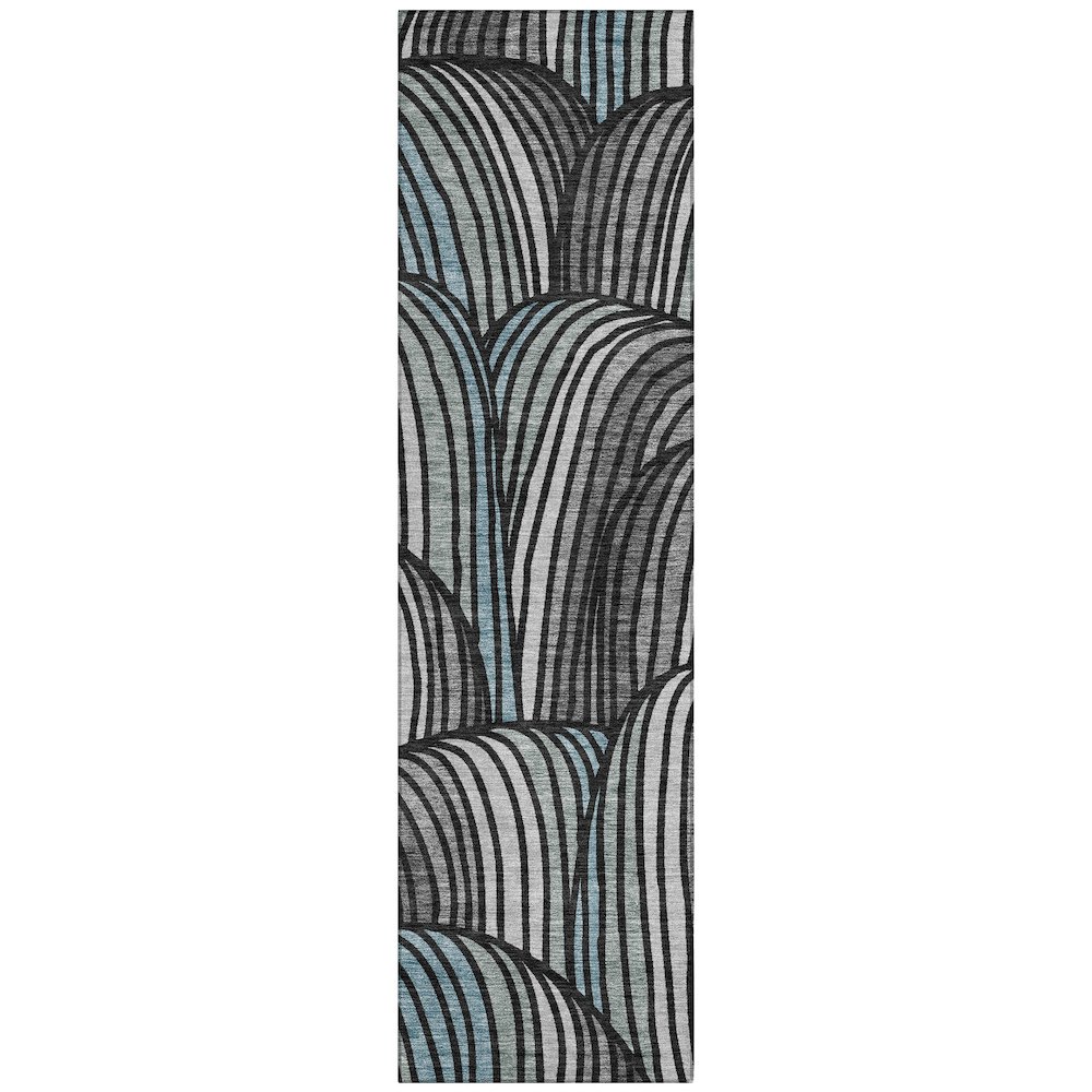 Machine Washable Indoor/Outdoor Chantille ACN2546 Black 2'3" x 7'6" Runner Rug. Picture 1