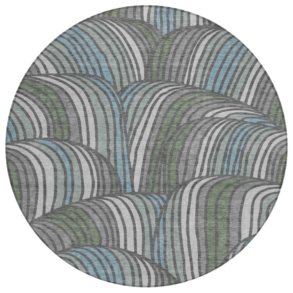 Machine Washable Indoor/Outdoor Chantille ACN2546 Gray 8' x 8' Round Rug. Picture 1