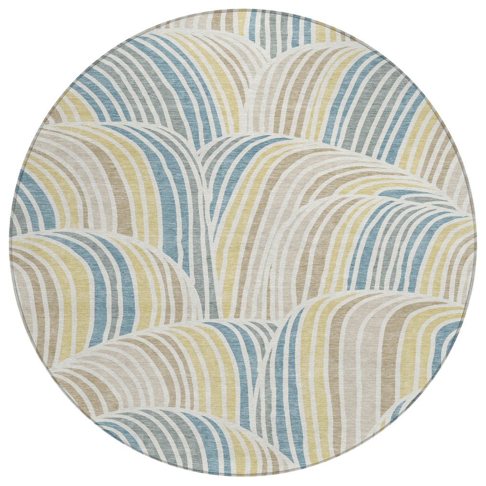 Machine Washable Indoor/Outdoor Chantille ACN2546 Ivory 8' x 8' Round Rug. Picture 1